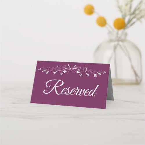 Cassis Purple  Gray Elegant Wedding Reserved Place Card