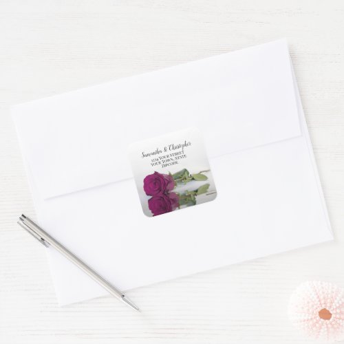 Cassis Purple Rose Return Address Envelope Seal