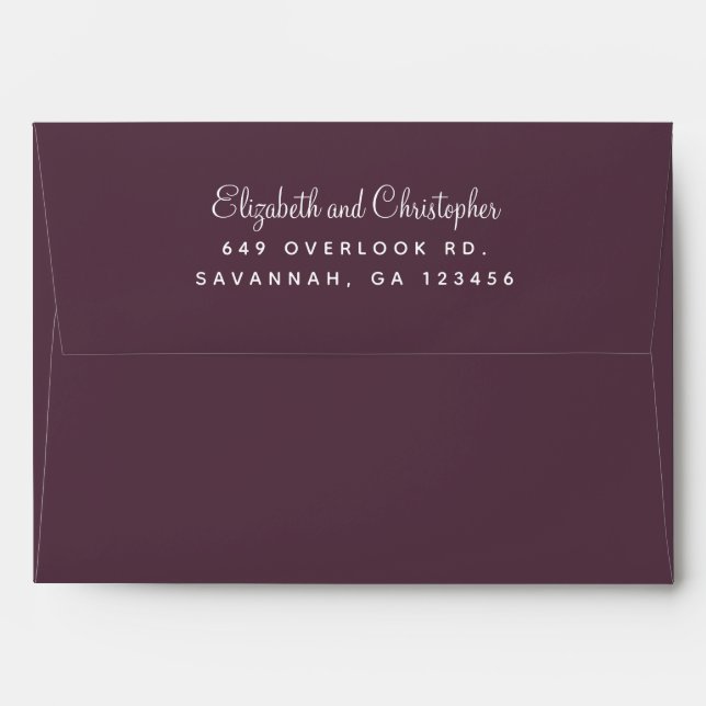 Cassis Purple Wedding Elegant Chic Return Address Envelope (Back (Top Flap))