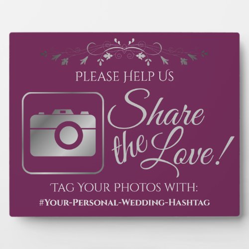 Cassis  Silver Wedding Photo Share Hashtag Sign Plaque