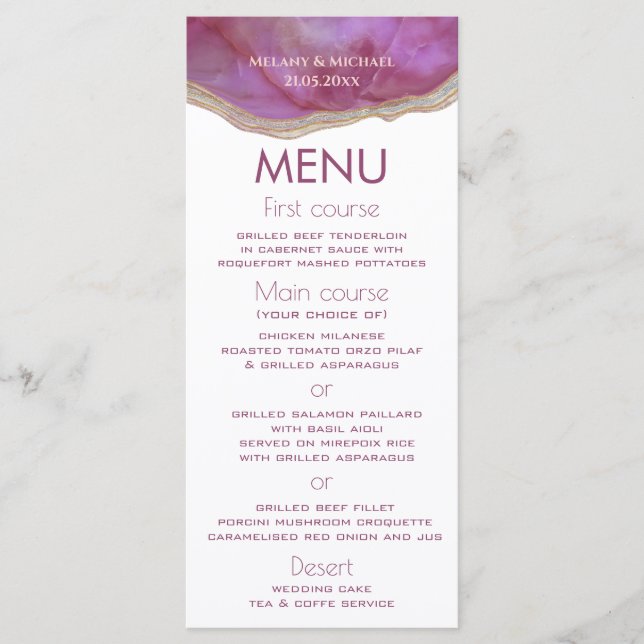 Cassis simple chic agate romantic elegant menu (Front)