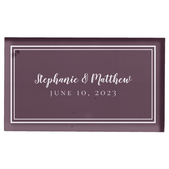 Cassis Simple Elegant Wedding Reception Table Place Card Holder (Front)