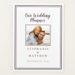 Cassis Wedding Custom Photo Simple Wedding Planner<br><div class="desc">Get organized for your wedding with this modern wedding planner! Design features a simple contemporary minimalist design with a double frame border in trending cassis purple on a crisp white background. Add your favorite engagement picture and future wedding date to customize your details in chic lettering and script. The back...</div>
