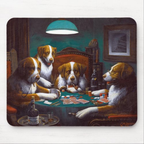 Cassius Marcellus Coolidge Dogs Playing Poker Mouse Pad