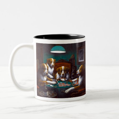 Cassius Marcellus Coolidge Dogs Playing Poker Two_Tone Coffee Mug