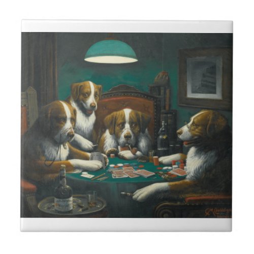 Cassius Marcellus Coolidge Dogs Poker Game 1894 Ceramic Tile