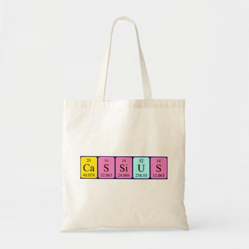 Cassius periodic table name tote bag