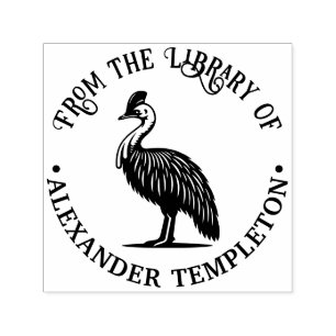 Cassowary Bird Australia Library Book Name Self-inking Stamp