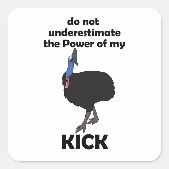 Cassowary Bird Kick Power Funny Quote Square Sticker (Front)