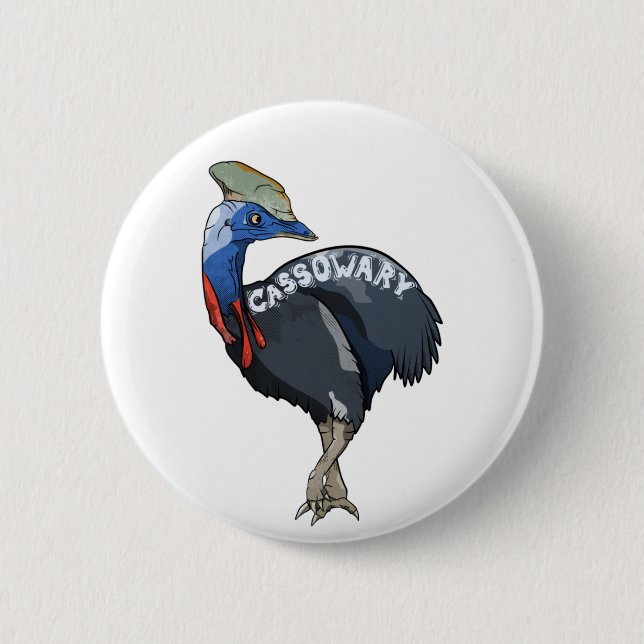 cassowary colored woth text button (Front)