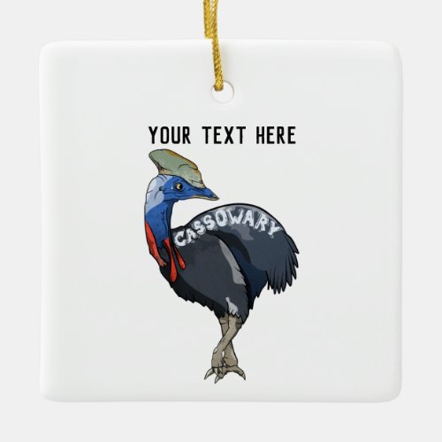 cassowary colored woth text ceramic ornament