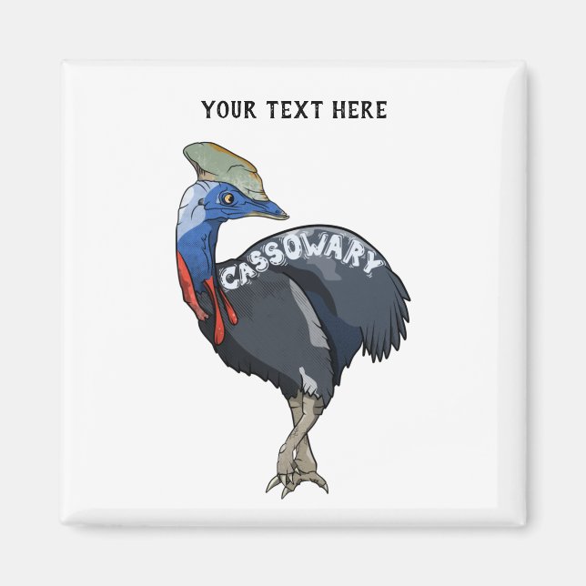 cassowary colored woth text magnet (Front)