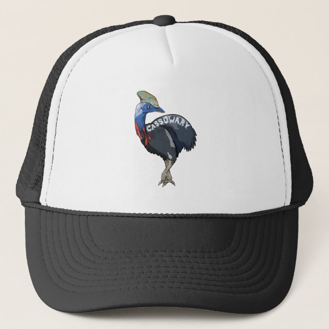 cassowary colored woth text trucker hat (Front)