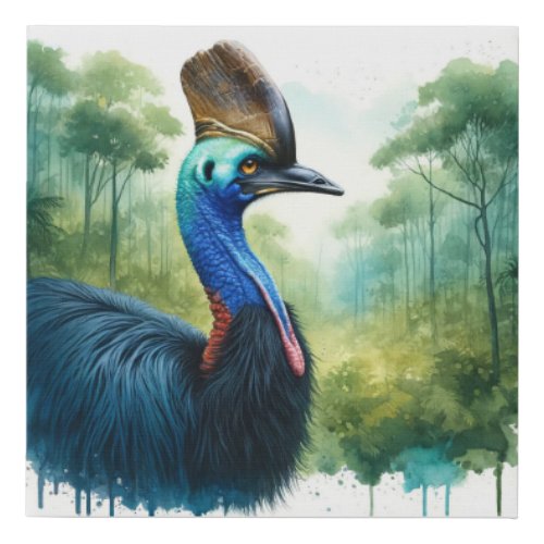 Cassowary in the Forest REF28 _ Watercolor by John Faux Canvas Print