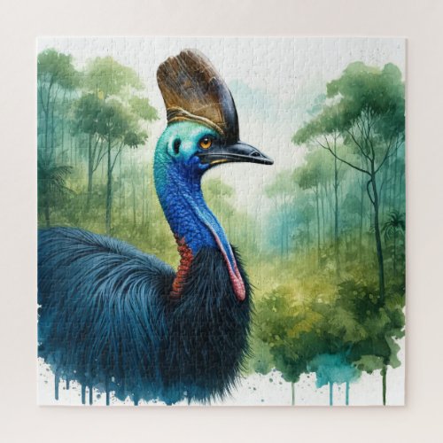Cassowary in the Forest REF28 _ Watercolor by John Jigsaw Puzzle