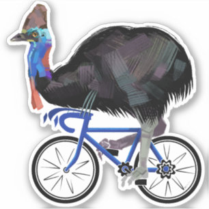 Cassowary Riding A Bicycle Sticker