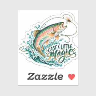 Cast a Little Magic Watercolor Rainbow Trout Sticker