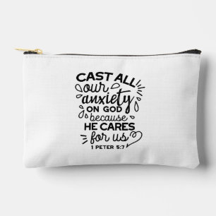 Cast All Your Anxiety – 1 Peter 5:7 Bible Verse Accessory Pouch