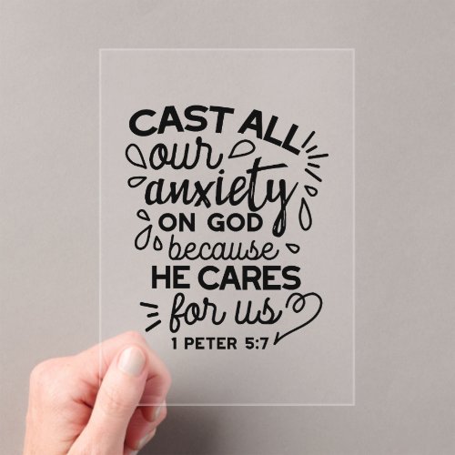 Cast All Your Anxiety – 1 Peter 5:7 Bible Verse Acrylic Invitations