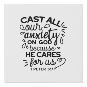 Cast All Your Anxiety – 1 Peter 5:7 Bible Verse Faux Canvas Print