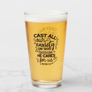 Cast All Your Anxiety – 1 Peter 5:7 Bible Verse Glass