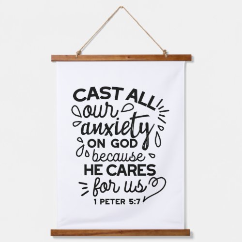 Cast All Your Anxiety – 1 Peter 5:7 Bible Verse Hanging Tapestry