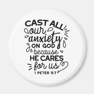 Cast All Your Anxiety – 1 Peter 5:7 Bible Verse Magnet