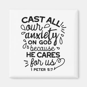 Cast All Your Anxiety – 1 Peter 5:7 Bible Verse Magnet