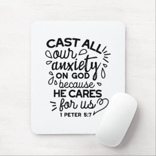 Cast All Your Anxiety – 1 Peter 5:7 Bible Verse Mouse Pad