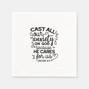 Cast All Your Anxiety – 1 Peter 5:7 Bible Verse Napkins