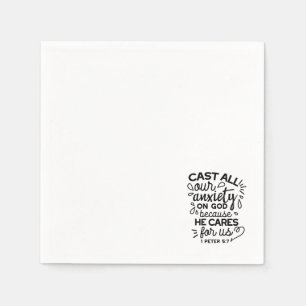 Cast All Your Anxiety – 1 Peter 5:7 Bible Verse Napkins