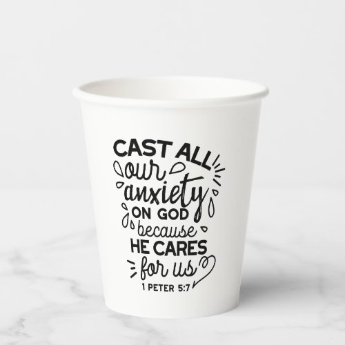 Cast All Your Anxiety – 1 Peter 5:7 Bible Verse Paper Cups