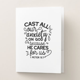 Cast All Your Anxiety – 1 Peter 5:7 Bible Verse Pocket Folder