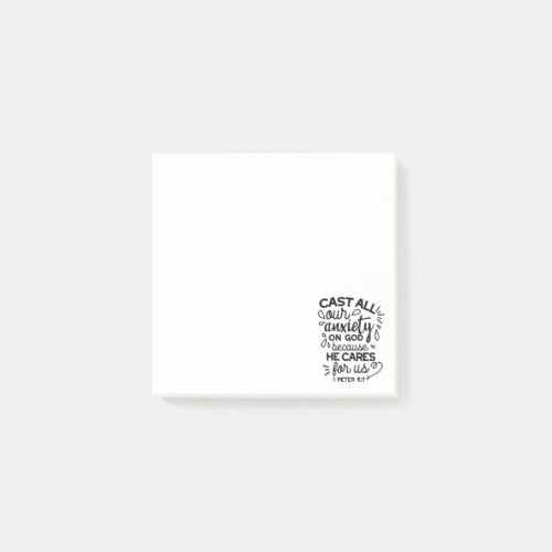 Cast All Your Anxiety – 1 Peter 5:7 Bible Verse Post-it Notes