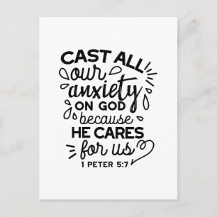 Cast All Your Anxiety – 1 Peter 5:7 Bible Verse Postcard