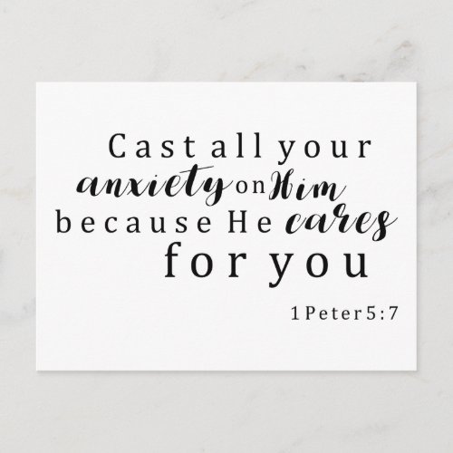 Cast all your anxiety Bible Christian Postcard