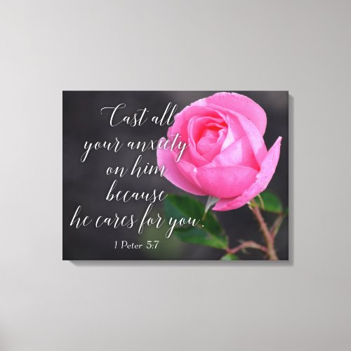 Cast all your Anxiety Christian Bible Verse Prayer Canvas Print