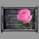 Cast all your Anxiety Christian Bible Verse Prayer Serving Tray