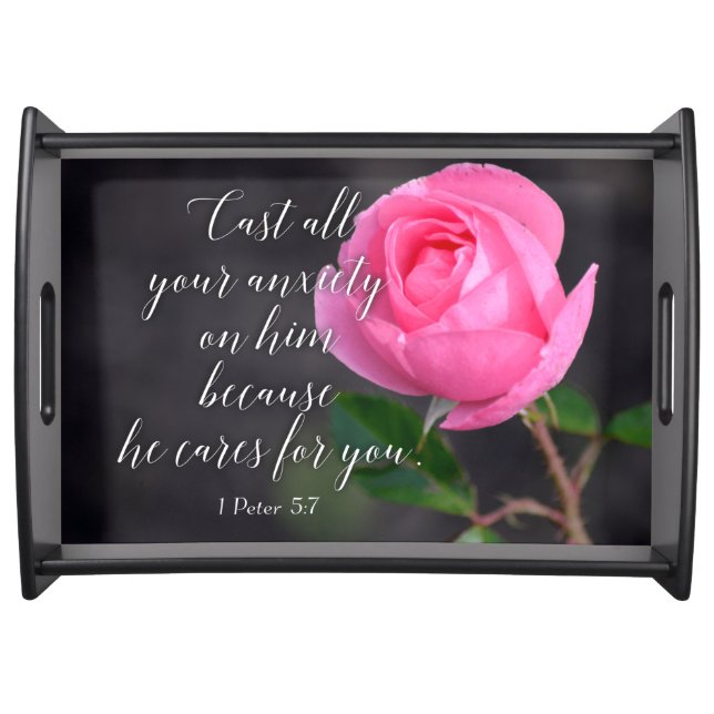 Cast all your Anxiety Christian Bible Verse Prayer Serving Tray (Front)