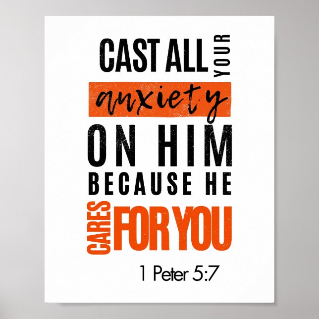 Cast All Your Anxiety On Him Bible Verse Poster (Front)
