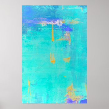 'cast Away' Turquoise And Orange Abstract Art Poster by T30Gallery at Zazzle