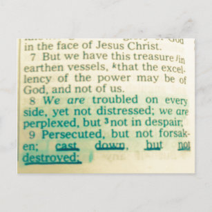 Cast down but not destroyed Bible Verse Postcard