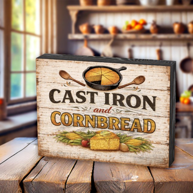 Cast Iron and Cornbread Wooden Box Sign (Creator Uploaded)