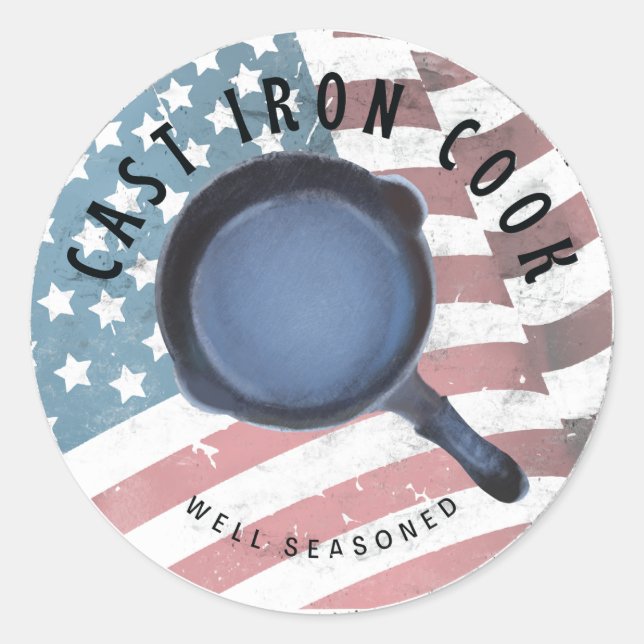 Cast Iron Cook Well Seasoned Sticker (Front)