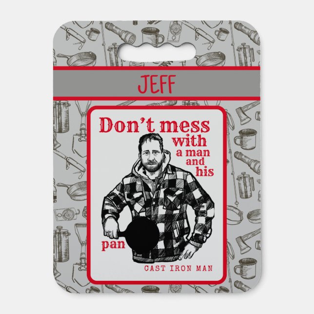 Cast Iron Man Personalized Camping Pattern  Seat Cushion (Front Vertical)