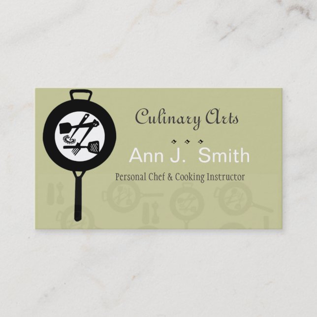 Cast Iron Pan Chef Culinary Food Industry Business Card (Front)