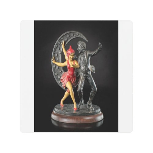 Cast Iron Sculpture of a Jester and 1920s Flapper  Metal Print