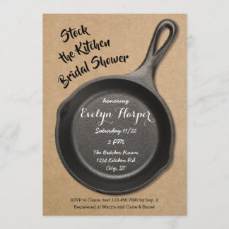 Cast Iron Stock the Kitchen Bridal Shower Invitation