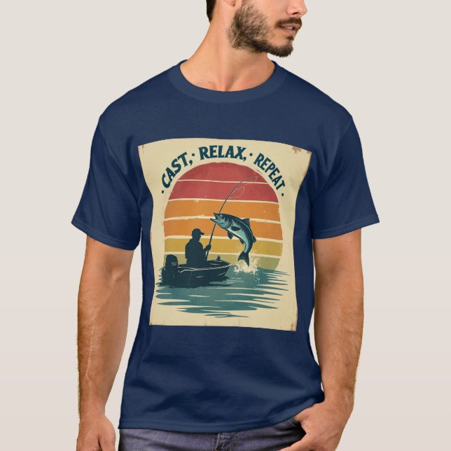 Cast Relax Repeat – Fishing  T-Shirt (Front)