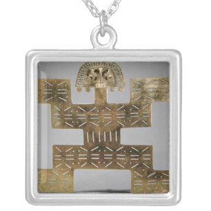 Cast Tumbaga pectoral, from Huaca del Dragon Silver Plated Necklace